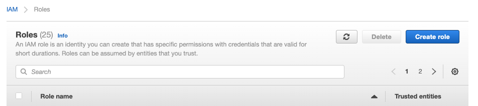 Within AWS IAM, click Create role
